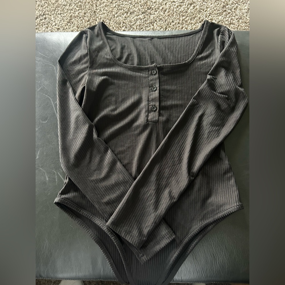 Sleek Black Bodysuit Top